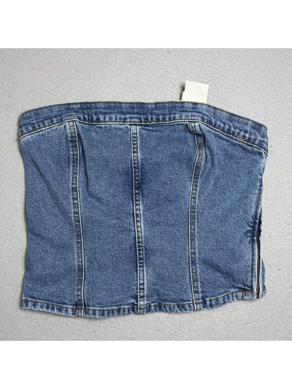 New Abercrombie Fitch Tube Top Womens Sz S Small Strapless Denim Zip Jean Crop